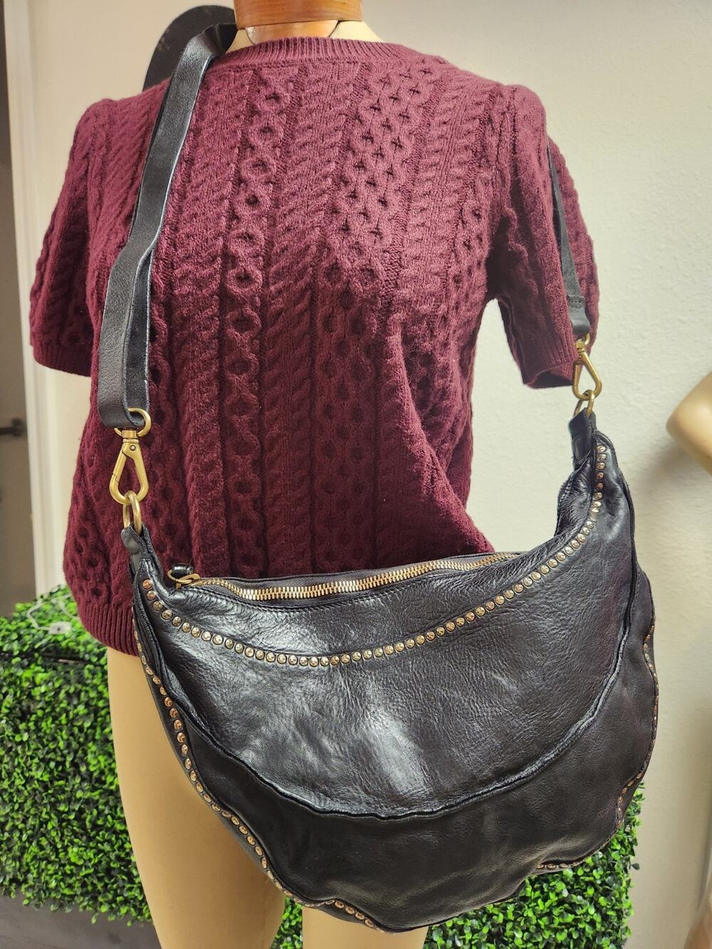 Campomaggi black Leather Hobo Smooth As Butter Crossbody